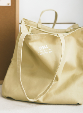 sobag日系休闲大容量纯色帆布单肩包包女复古百搭通勤环保购物袋