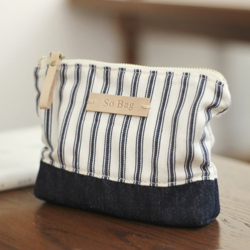 日系条纹手拿包手机包