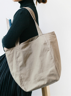 sobag日系大容量拉链帆布包包女韩版单肩简约ulzzang女复古托特包
