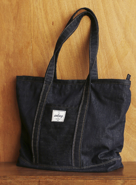 sobag日系休闲大容量帆布单肩包女不褪色牛仔布中性通勤托特大包