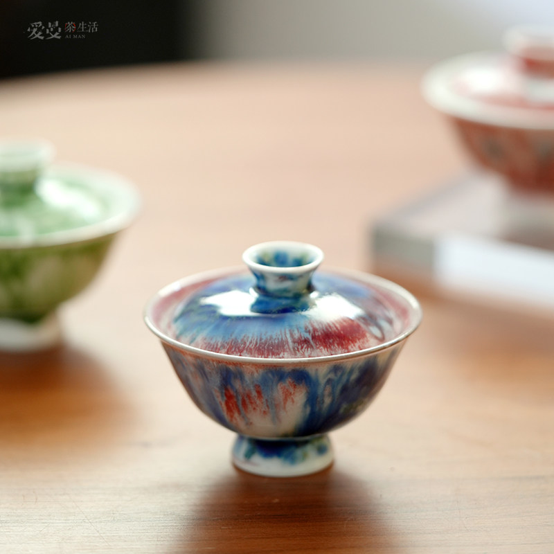 爱曼茶生活/三藏柴烧高温矿石颜色釉雀羽系列合集 壶/盖碗/杯子