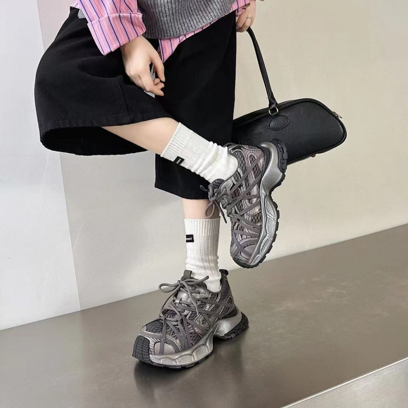 欧洲站2025新款透气厚底老爹鞋