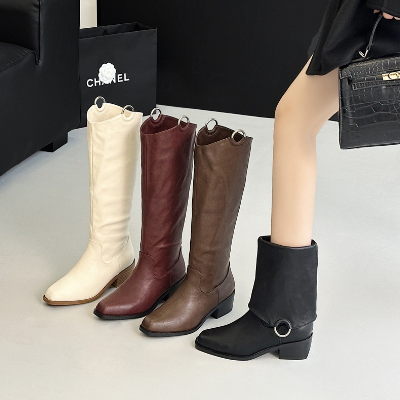 5cm尖头高跟长靴女2025秋冬新款