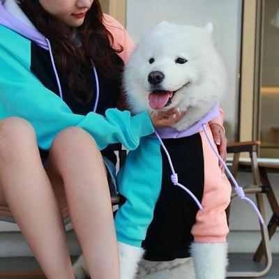 秋冬狗狗亲子装卫衣拼色保暖