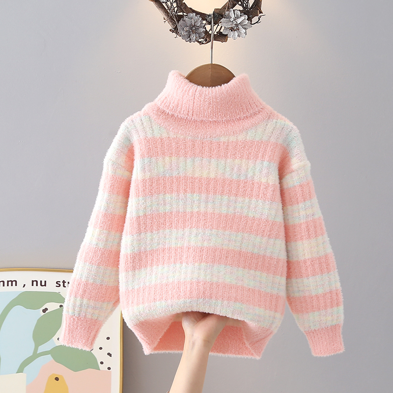 冬季女童毛衣仿貂绒一体绒