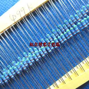 1/4W金属膜电阻 499K 49.9K 4.99K 499欧 49.9R欧 1% 铜脚(100只)
