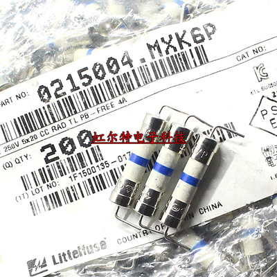 带引线陶瓷保险丝 4A T4AH250VP 250V 5x20 0215004.MXEP 慢熔