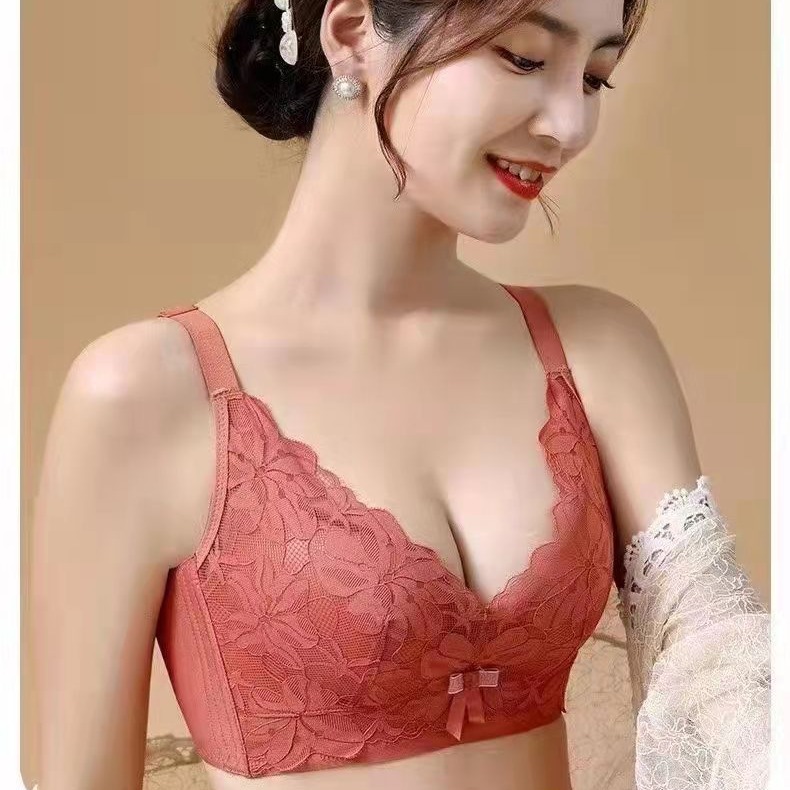 乳胶无痕内衣女小胸聚拢收副乳防下垂蕾丝文胸无钢圈上托提胸