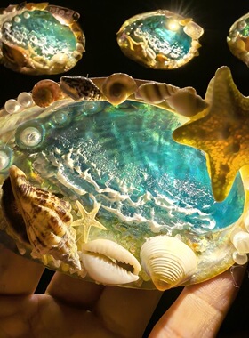 海洋鲍鱼壳发光冰箱贴立体海洋星空贝壳海螺 海边旅游文创纪念品
