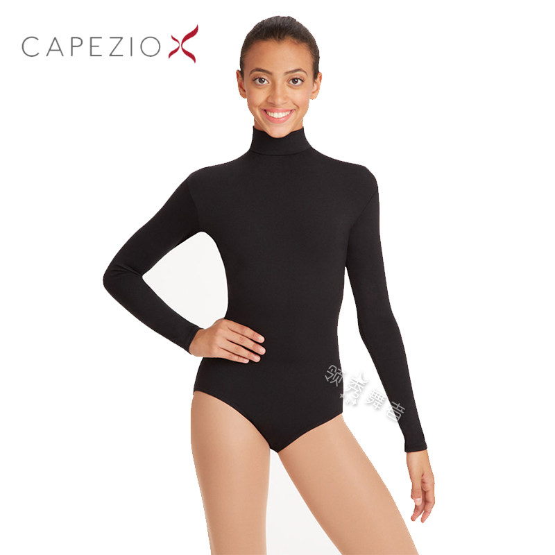 美国Capezio卡培娇 芭蕾舞蹈长袖练功服 高翻领连体服紧身衣 TB41