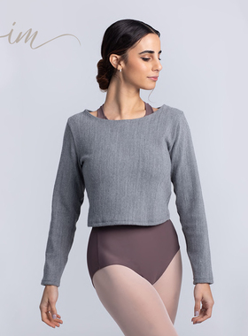 西班牙进口intermezzo拼色芭蕾舞蹈针织热身护肩短毛衣上衣保暖