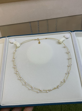 天然淡水珍珠3-4mm软钢丝女锁骨链百搭小众设计高级感轻奢颈链