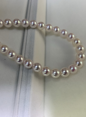 无调天女珠光akoya珍珠项链7-7.5mm正圆微微瑕纯银扣送礼