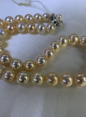 极光淡水珍珠项链8-10mm正圆极微瑕纯银扣