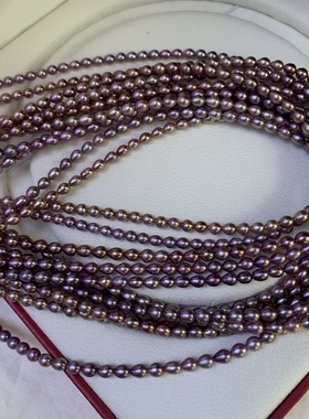 天然淡水珍珠项链紫色珍珠项链4-5mm米形成品项链s925纯银延长扣