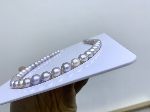 不常见色系天然色淡水珍珠灰色系糖果色9-10mm正圆几乎无瑕纯银扣