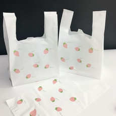 картон 网红草莓可爱打包塑料袋通用快餐便当外卖袋饰品礼品背心袋子