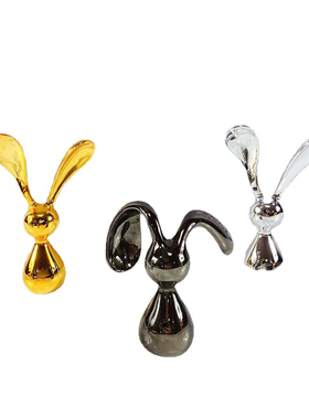 电镀树脂现代轻奢折大耳兔子摆件