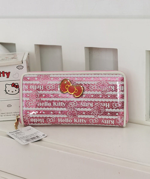 【亏本清仓】日本 HELLO KITTY 粉萌粉可爱の拉链长款 钱包 皮夹