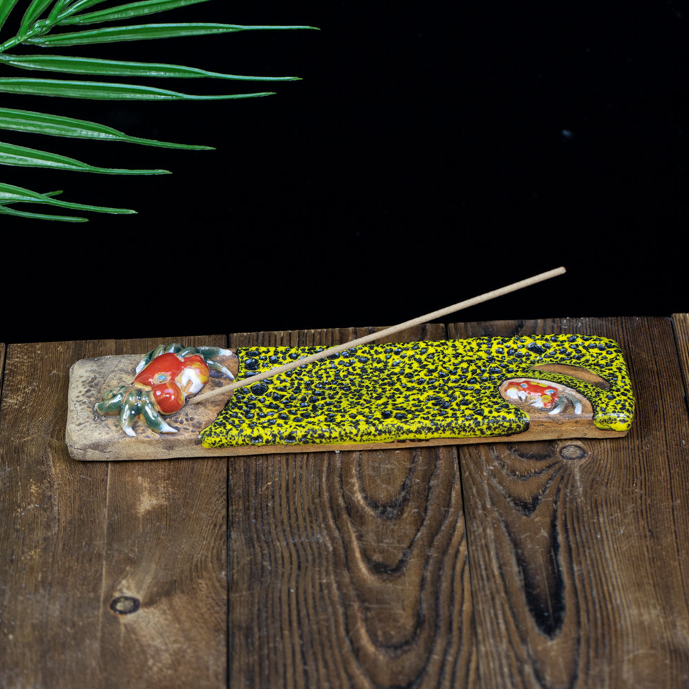 日本进口水月烧螃蟹香插香炉茶宠