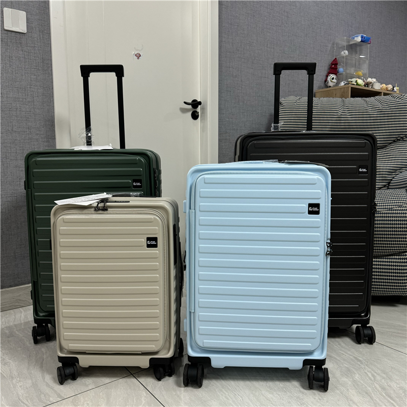 日系前开口纯PC刹车万向轮行李箱