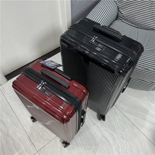 出口高品质红色行李箱女20寸万向轮PC登机箱28寸可扩展密码旅行箱