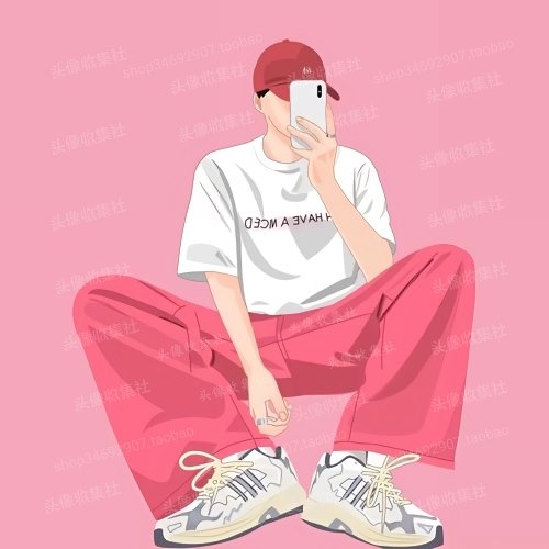 情侣头像 卡通动漫 手绘  情头 自动发货  头像收集社 粉色系情头