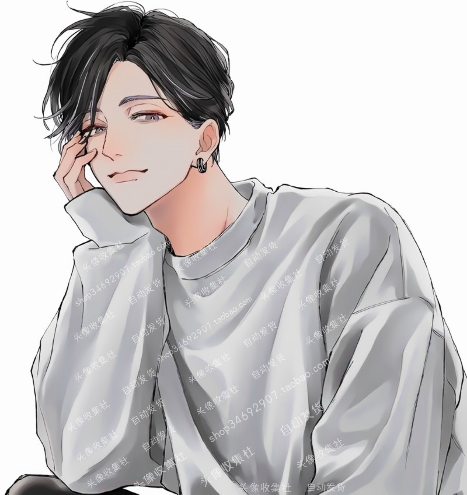头像 图片男卡通 动漫手绘 韩系气质男生 高清 免抠素材 自动发货