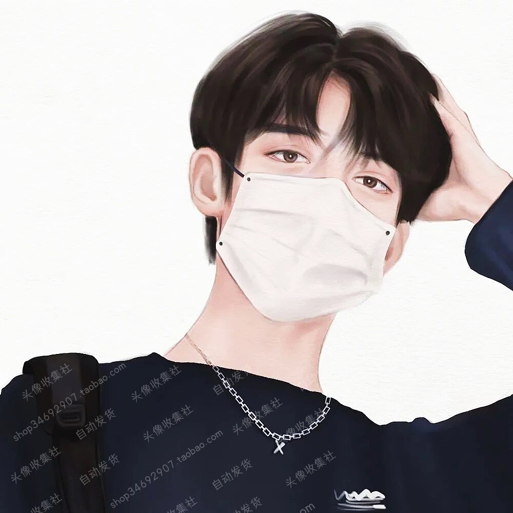 头像 图片男卡通动漫手绘 气质男生高清 戴口罩男生头像 自动发货