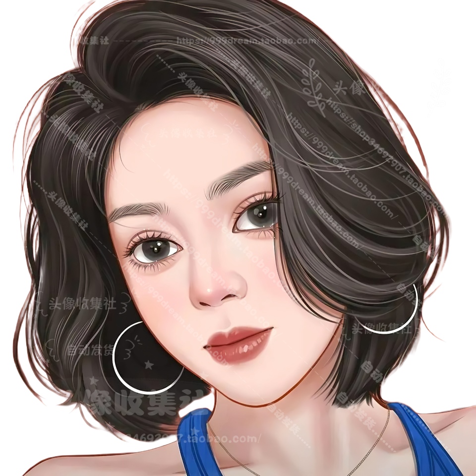 头像 女卡通 动漫 手绘 短发美女 高清头像  头像收集社 自动发货