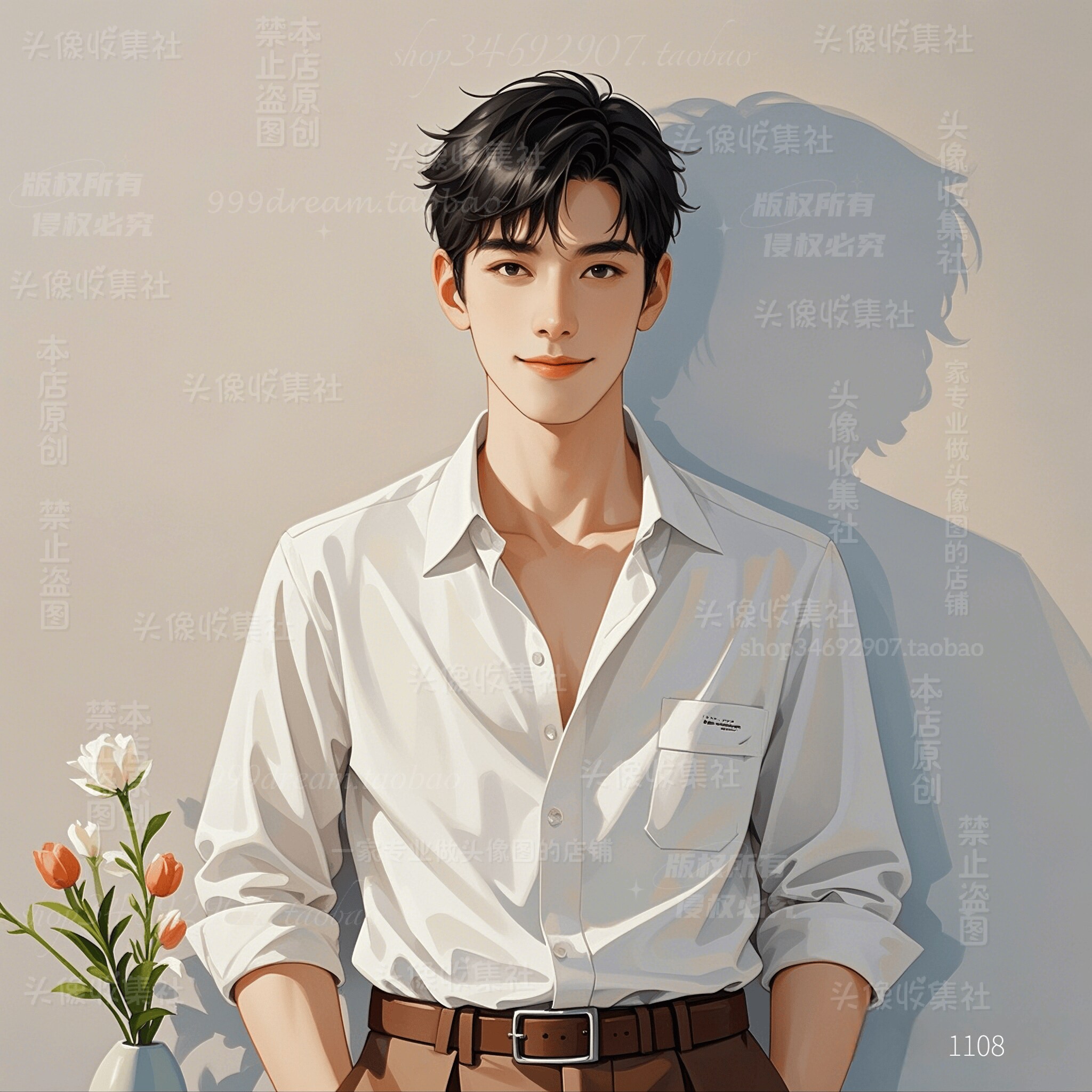 原创漫画手绘卡通头像有品味帅男微信自媒体 自动发货 头像收集社