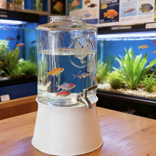 桌面办公室玻璃鱼缸 小口防跳设计带便携换水龙头 小型造景缸