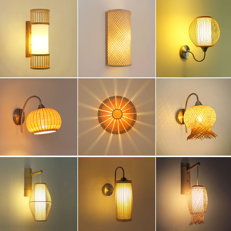 日式壁灯卧室床头灯新中式墙灯个性创意挂灯仿古竹编禅意民宿灯具|msdalam kategori keluarga memasang ibu, Lampu &amp; Lighting Fixtures, lampu dinding - dari Buy2taobao.com untuk memberikan perkhidmatan ejen Taobao profesional membeli