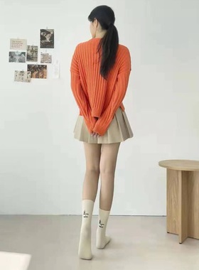 新品秋中筒女棉袜潮流刺绣字母标志堆堆彩袜东大门MARCA韩国袜子