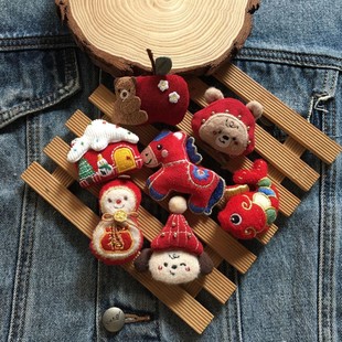 新年鸿运喜庆布艺红色胸针马苹果森系可爱时尚别针