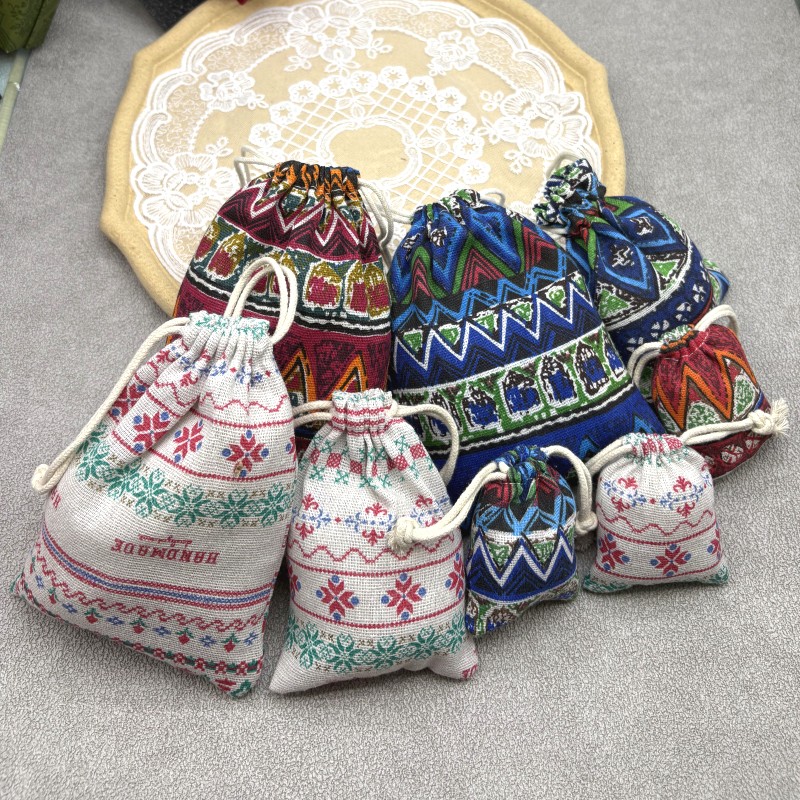 民族风束口袋锦袋礼品袋首饰袋锦囊香包袋小布袋定做麻布袋