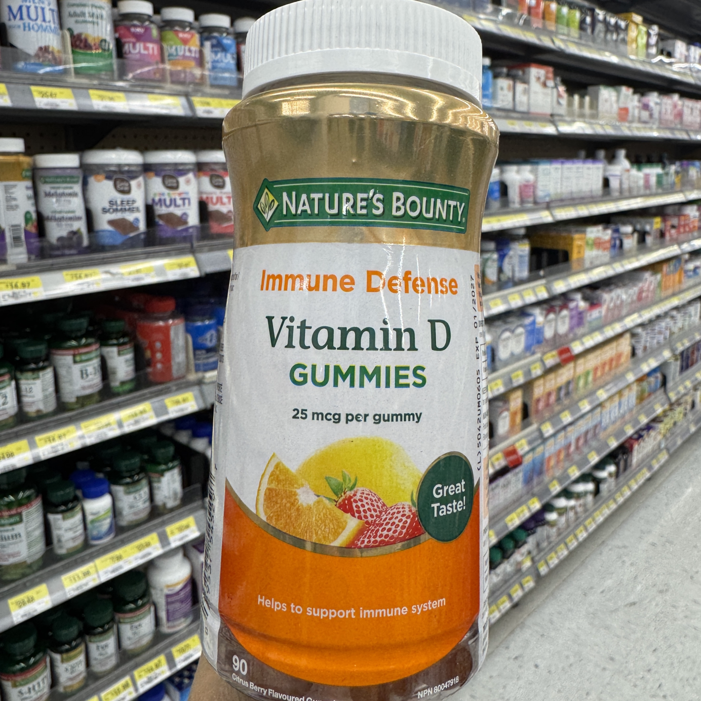 直邮加拿大Nature's 自然之宝儿童成人VD维生素D软糖4岁以上