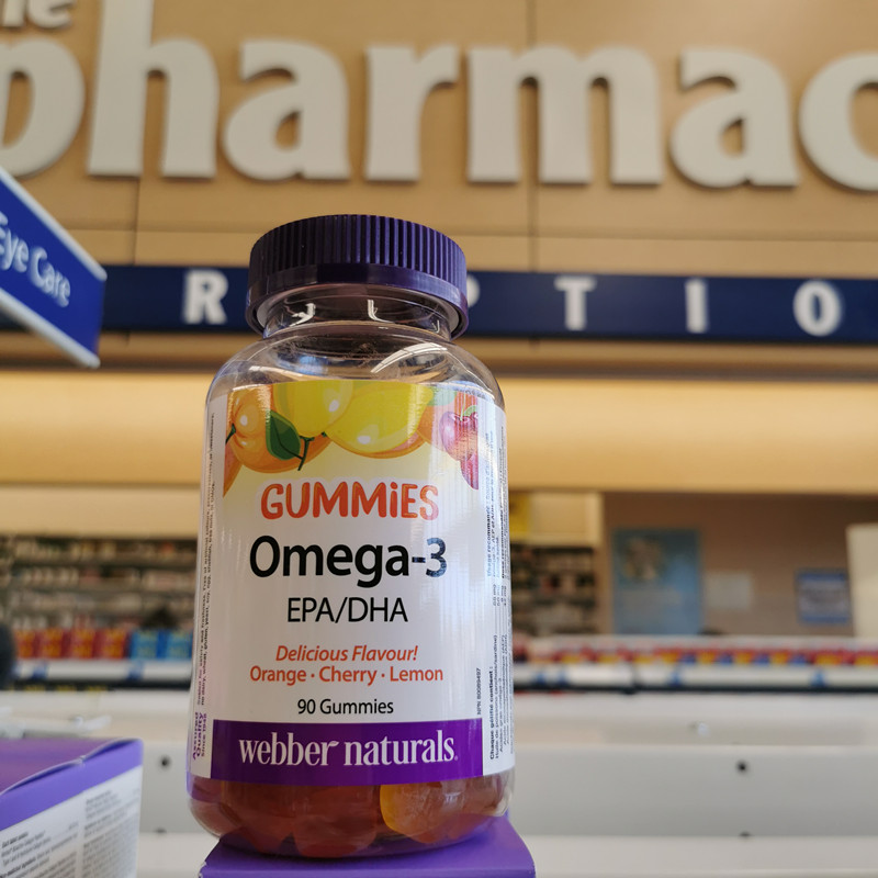 直邮加拿大webber omage3 DHA EPA水果味软糖满2包邮90粒