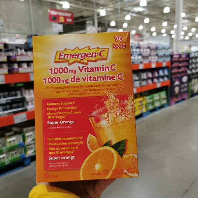 包直邮加拿大Emergen-c维生素C 维他命泡腾冲剂 甜橙味90袋1000MG