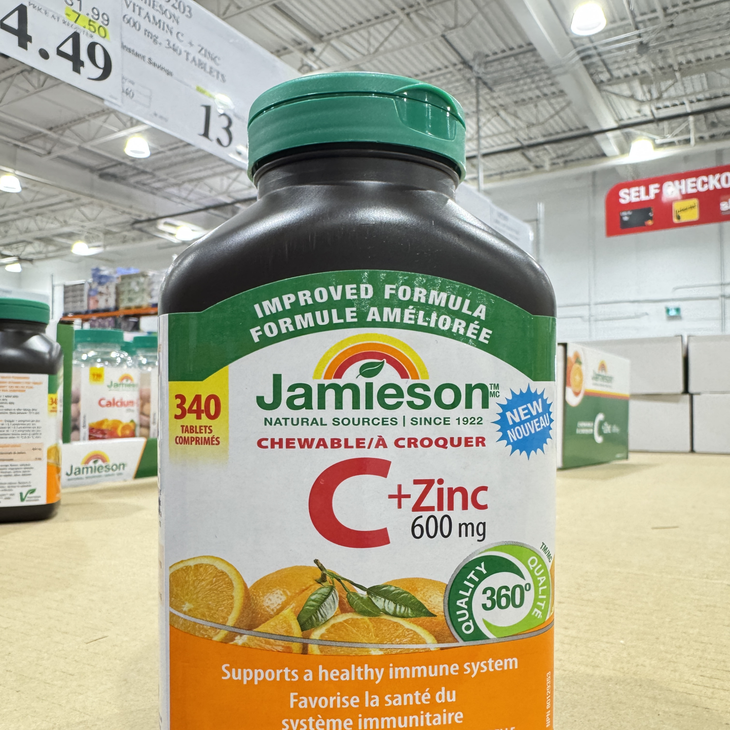加拿大jamieson健美生VC锌咀嚼水果味儿童维生素C满2件包直邮