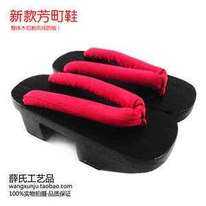 薛氏妇人木屐 原木黑色芳町鞋 女款 二齿木拖鞋 分左右脚 包邮