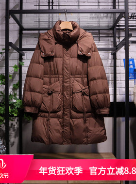 MRER莫乂义2025冬季新款抽绳连帽高领羽绒服女专柜正品R3D08913