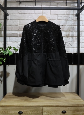 MRER莫乂义 春季新款时尚亮片拼接长袖外套女R5A31463专柜正品