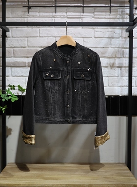 MRER莫乂义 春季新款时尚亮片女装牛仔短外套R5A31622专柜正品