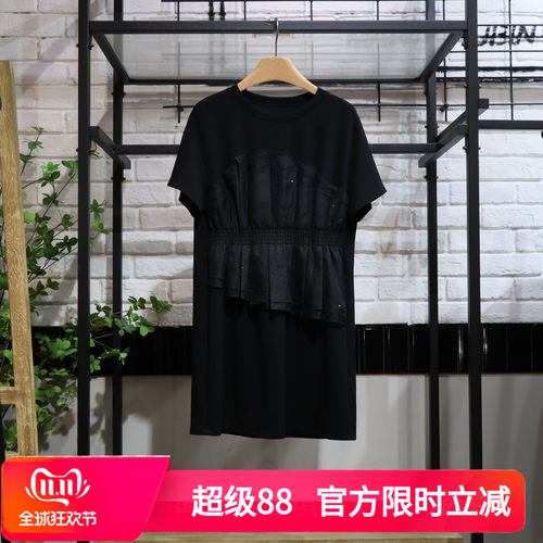 MRER莫乂义 夏季新款休闲简约松紧腰短袖连衣裙R5B93732专柜正品