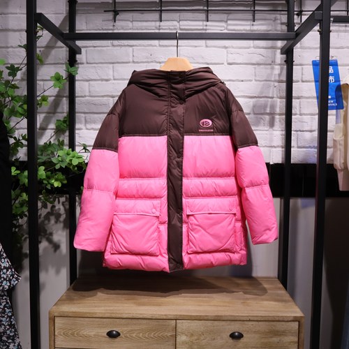 MRER莫乂义2025冬季新款拼接撞色连帽羽绒服外套专柜正品R3D01663