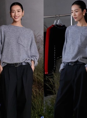 刘雯同款黑色微阔腿直筒百搭休闲裤女2025新款秋冬办公室服饰女裤