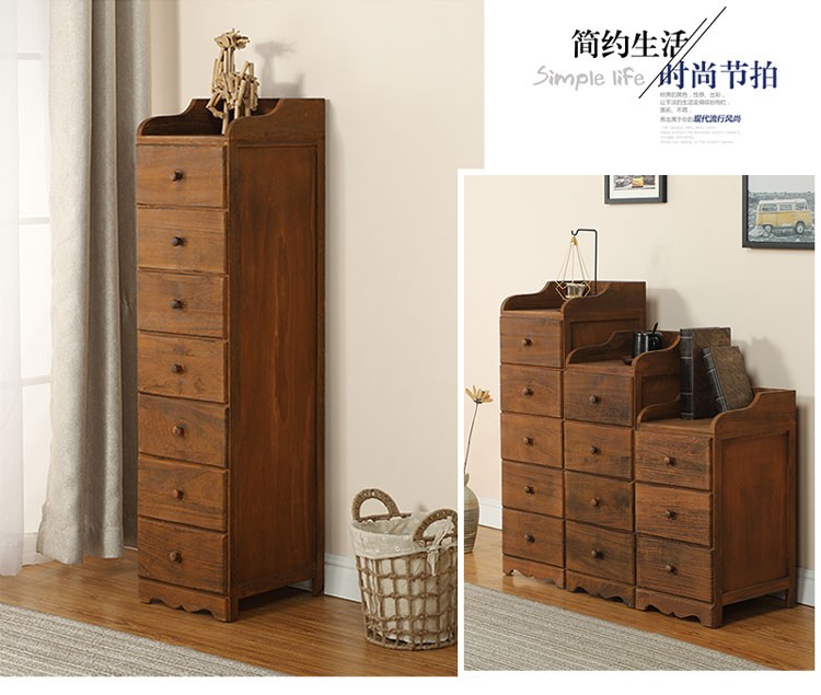 美式实木多层抽屉式斗柜复古夹缝收纳储物柜30cm窄缝隙边柜床头柜,住宅家具,斗柜,淘宝优惠券,粉丝福利购,淘宝优惠卷