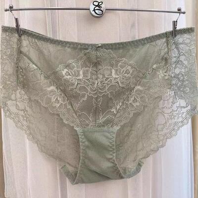 韩国抹茶绿柔软蕾丝女士平角裤