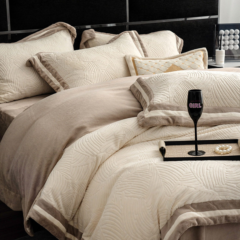 A类母婴级加厚雕花牛奶绒四件套冬季双面高端保暖宝宝绒床上寝具,床上用品,床品套件/四件套/多件套,淘宝优惠券,粉丝福利购,淘宝优惠卷